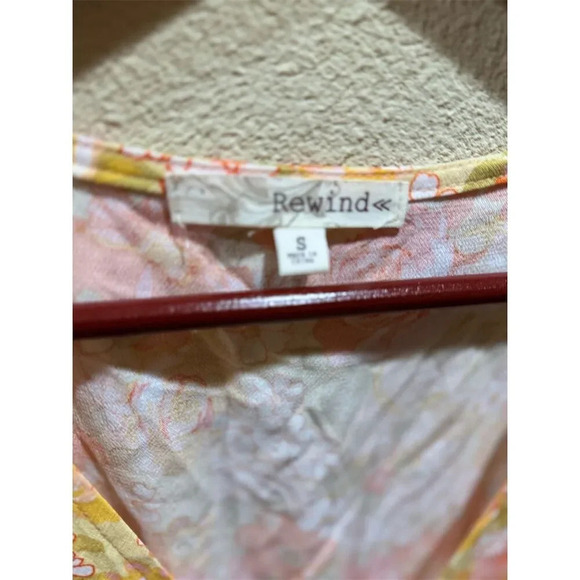 Rewind Womens Small Orange & Yellow Floral Mini Dress Fit Flare Short Summer NWT - Picture 3 of 3